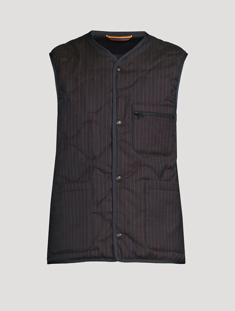 Striped Print Wool Quilted Vest by PAUL SMITH