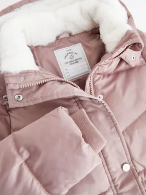 Pink Kids Hooded Padded Coat