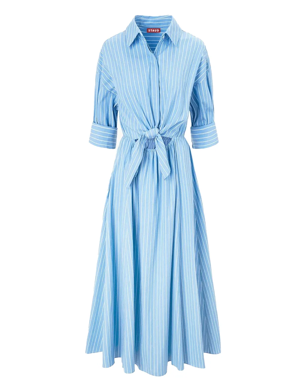 Blue Pinstripe A-Line Dress