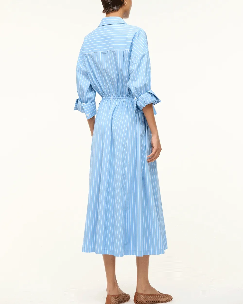 Blue Pinstripe A-Line Dress