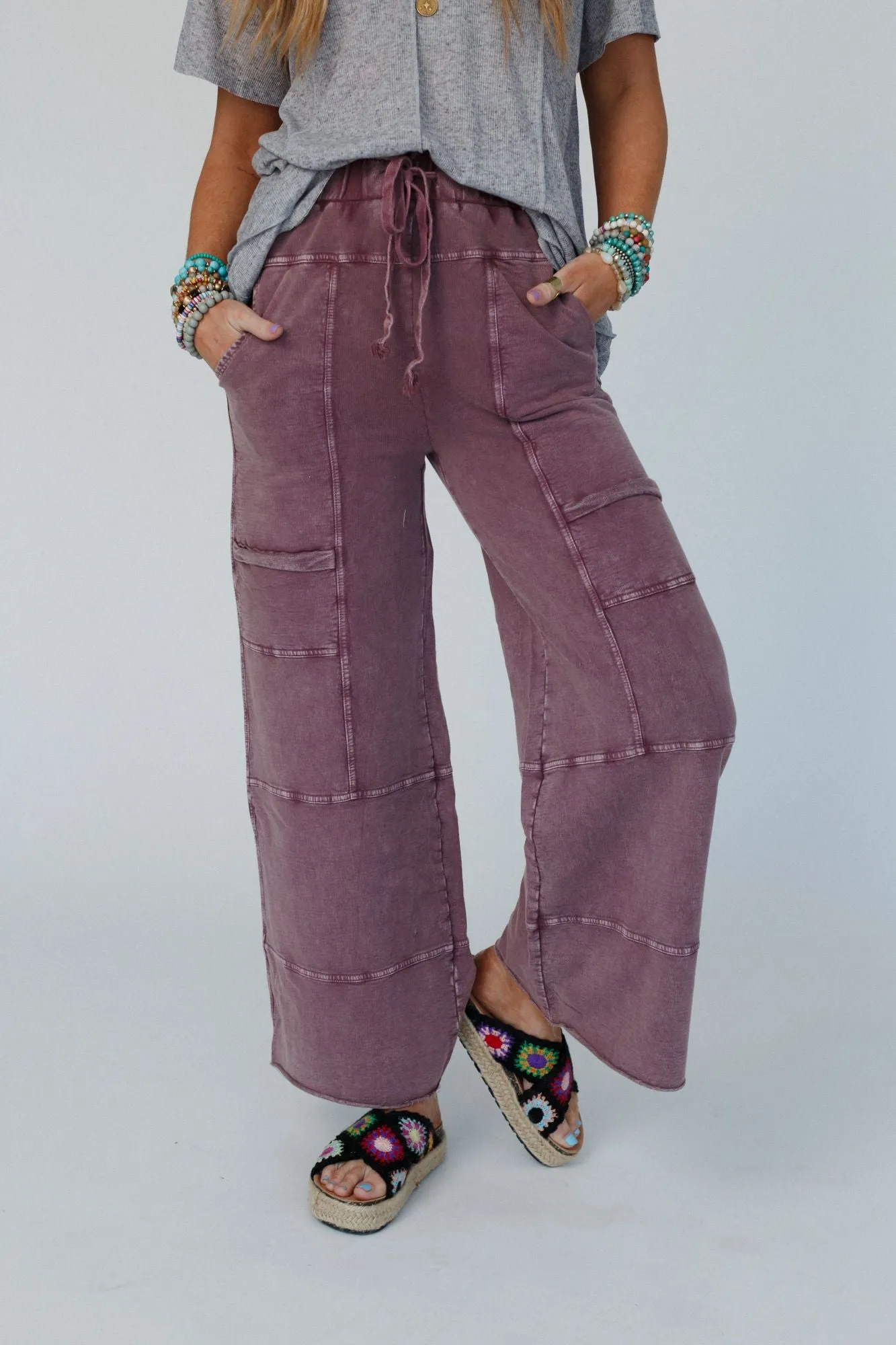 Plum Lucky One Wide Leg Full Pant