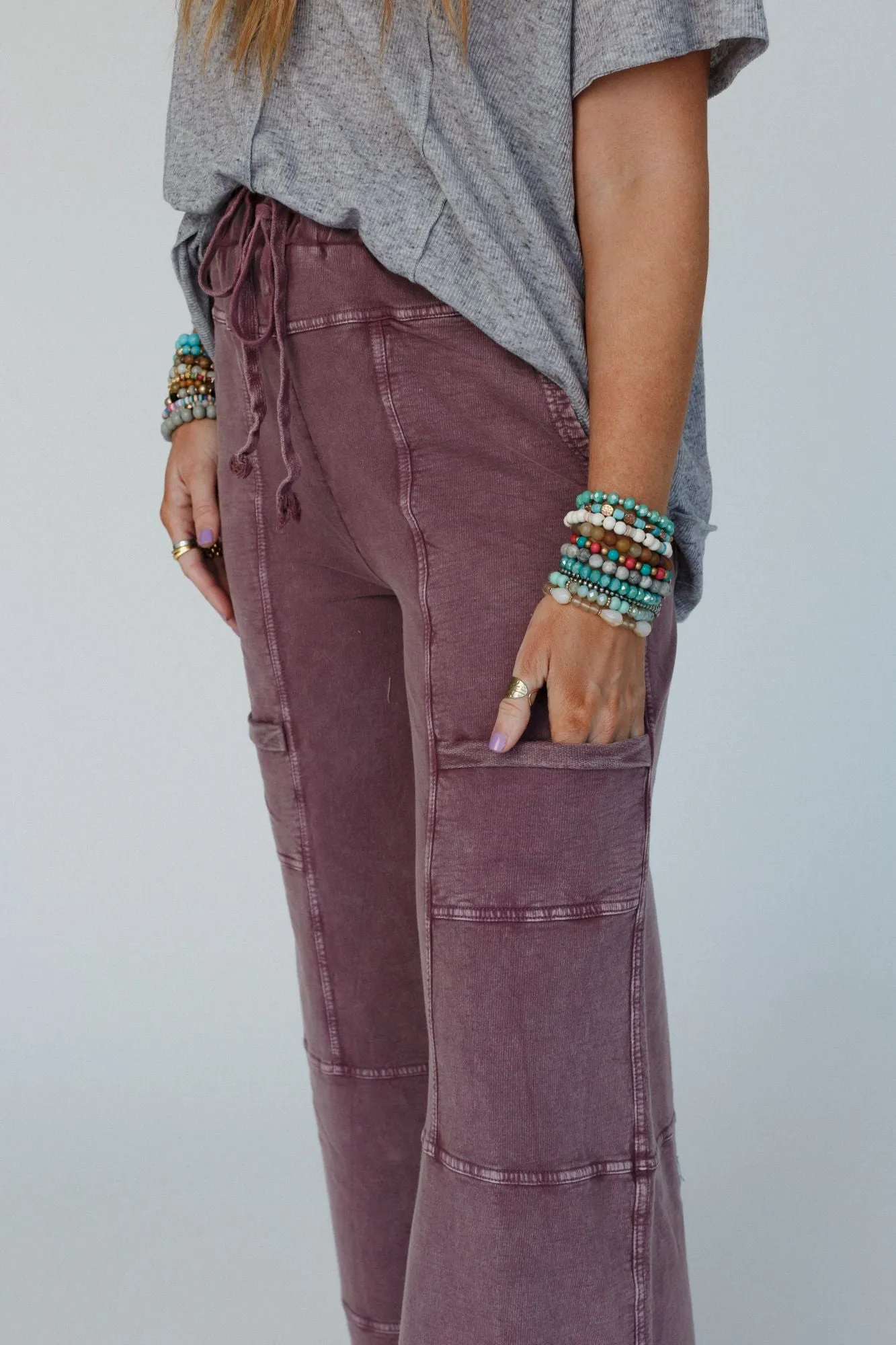 Plum Lucky One Wide Leg Full Pant