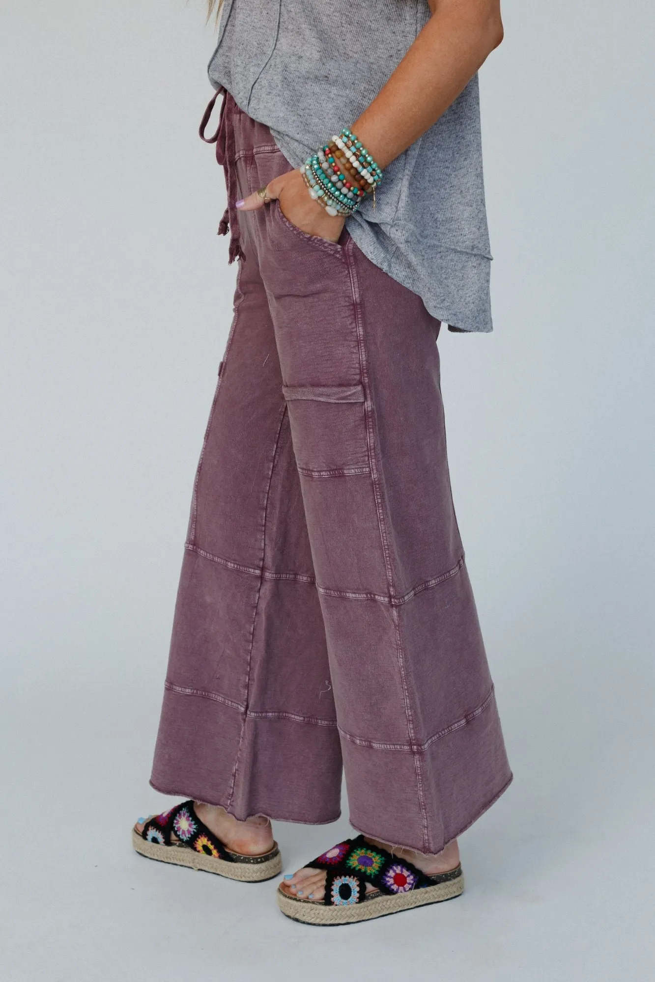 Plum Lucky One Wide Leg Full Pant