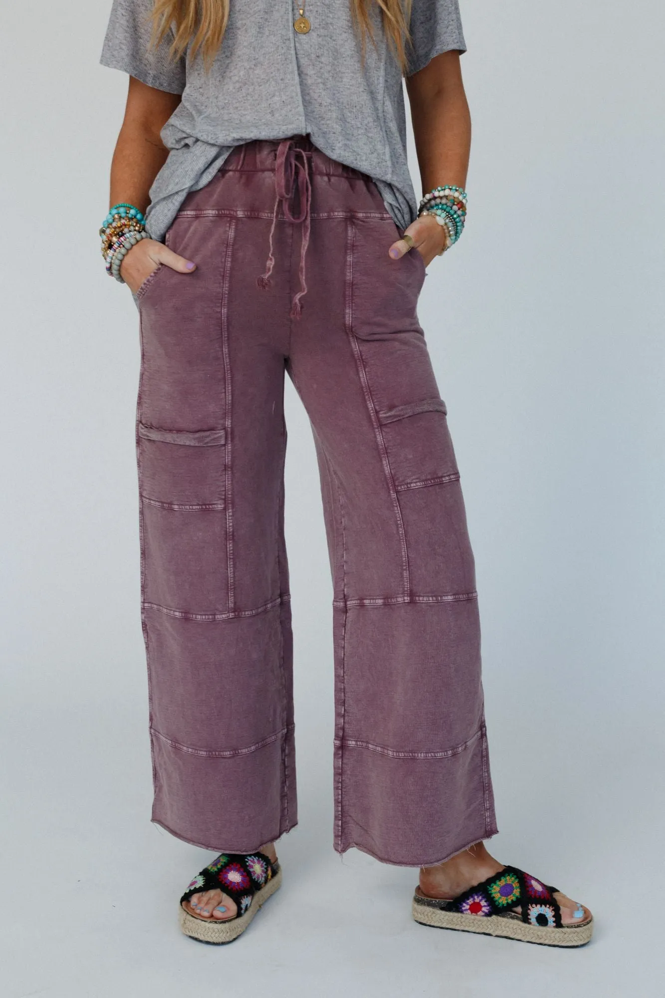 Plum Lucky One Wide Leg Full Pant