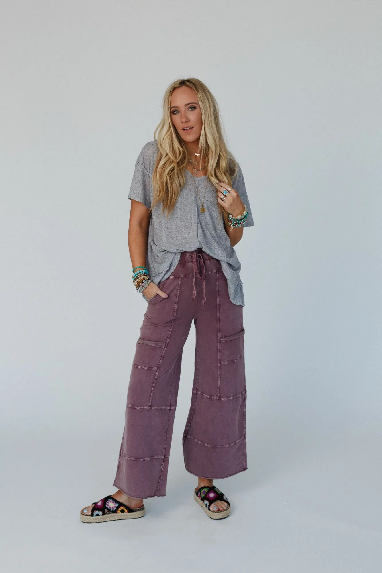 Plum Lucky One Wide Leg Full Pant