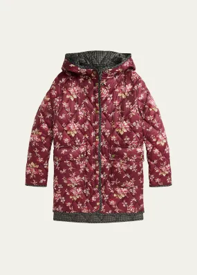 Ralph Lauren Kids Floral Print Quilted Coat Size S-XL