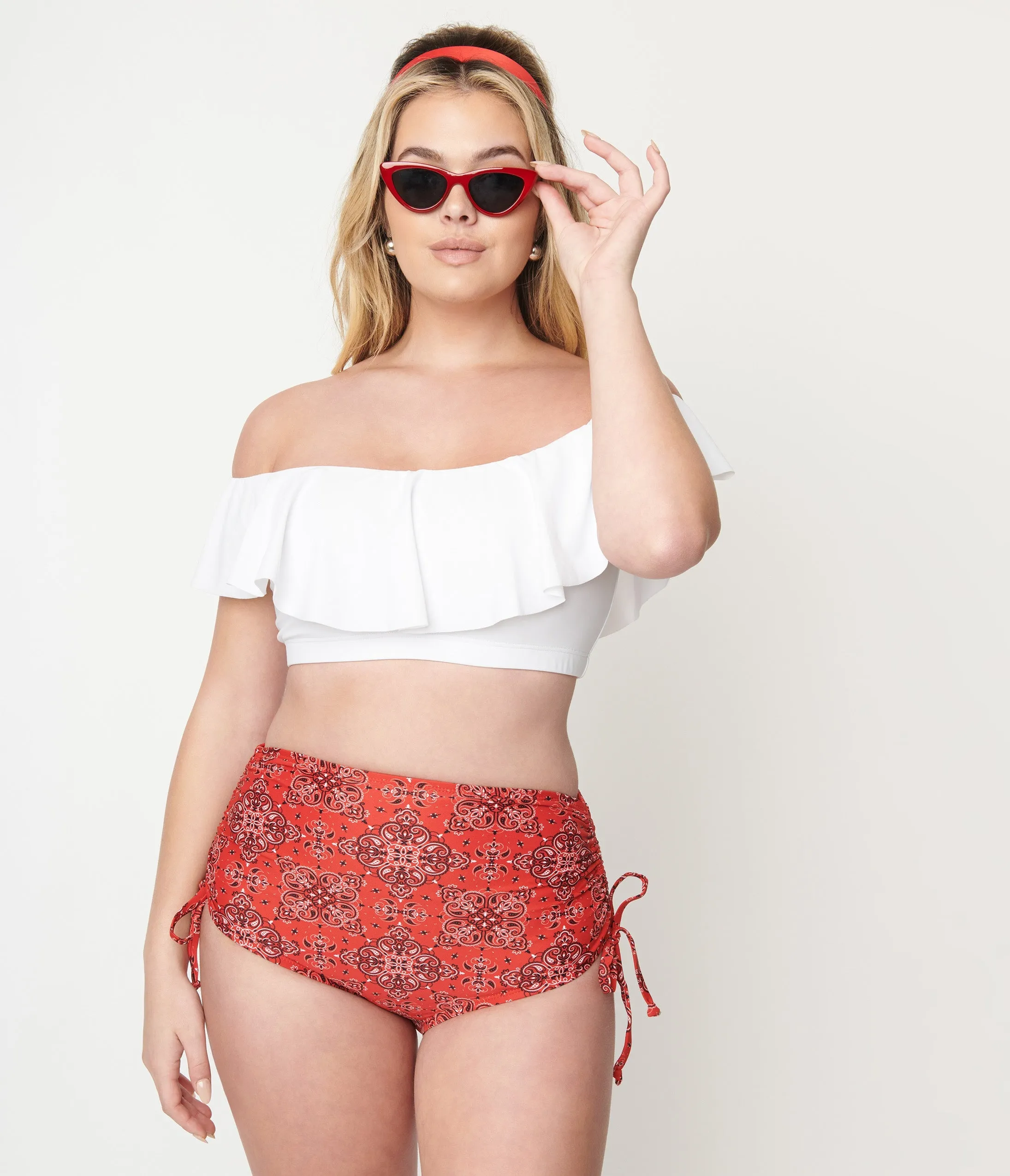 Red Bandana Print Swim Bottom