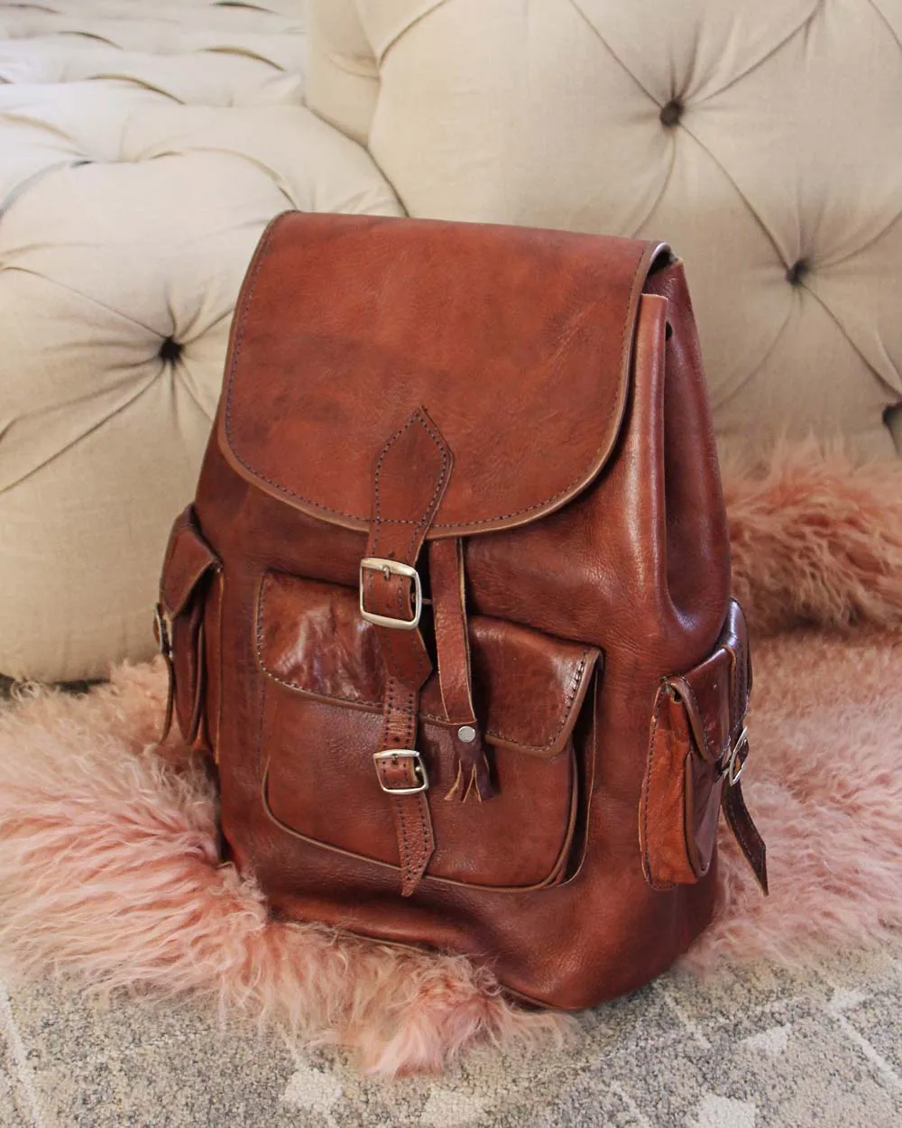 Retro Leather Backpack