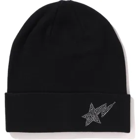 Knit Cap with Side Crystal Details,