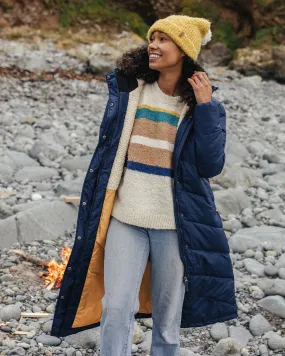 Long Recycled Insulated Rich Navy Tasman Coat