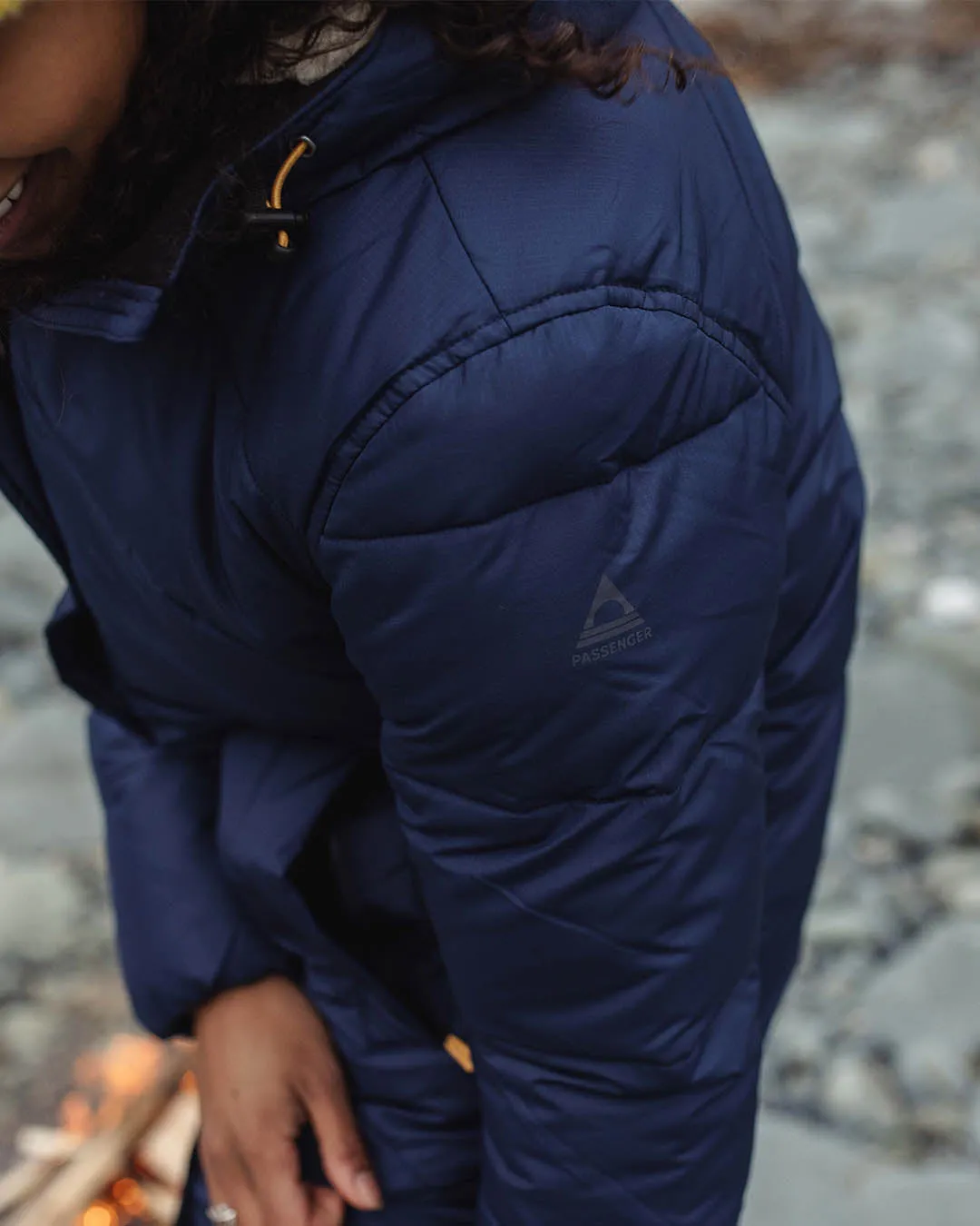 Long Recycled Insulated Rich Navy Tasman Coat