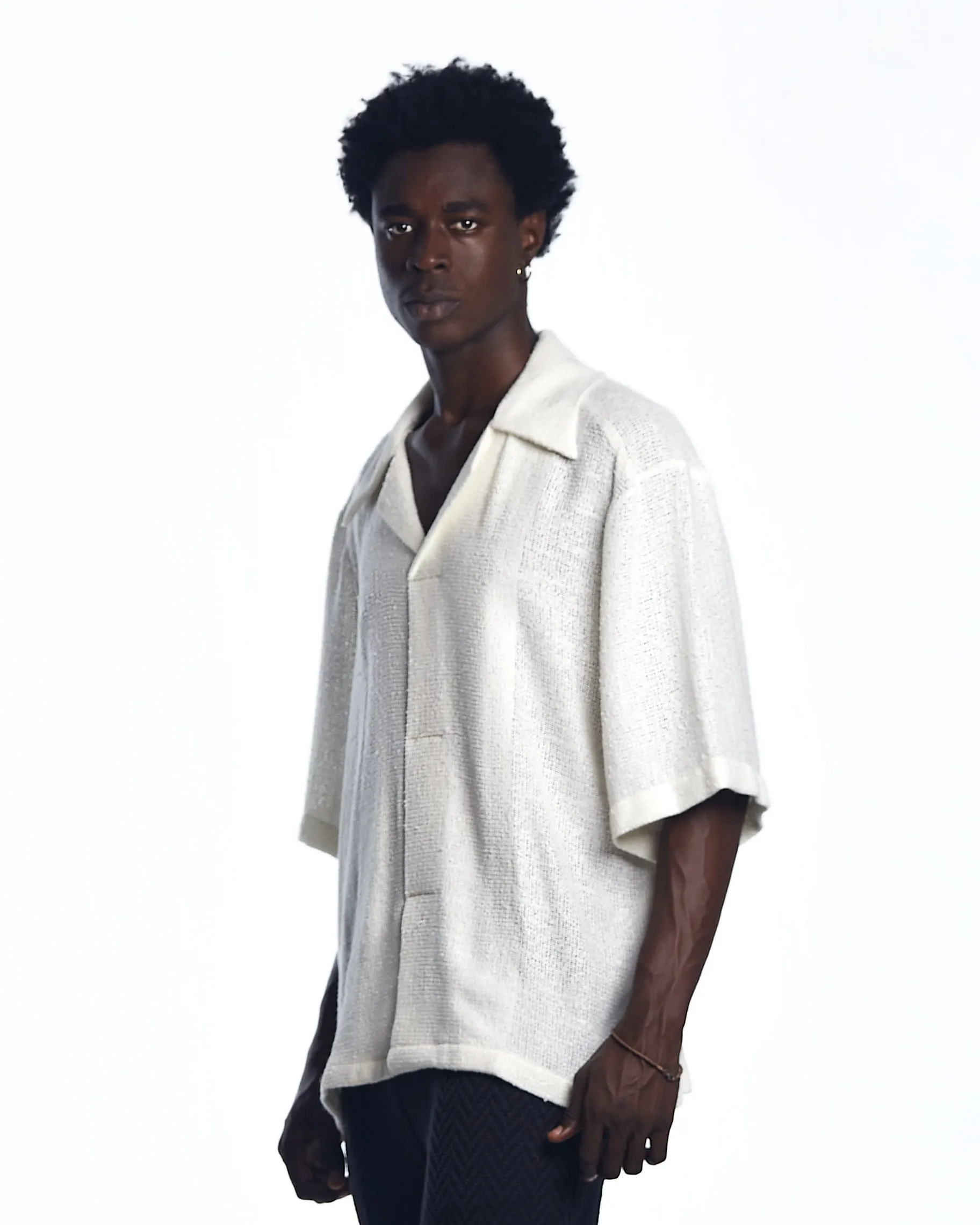 Cotton-Knit Lapel Shirt