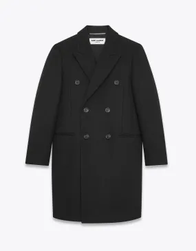 Saint Laurent Black Double Breasted Wool Coat