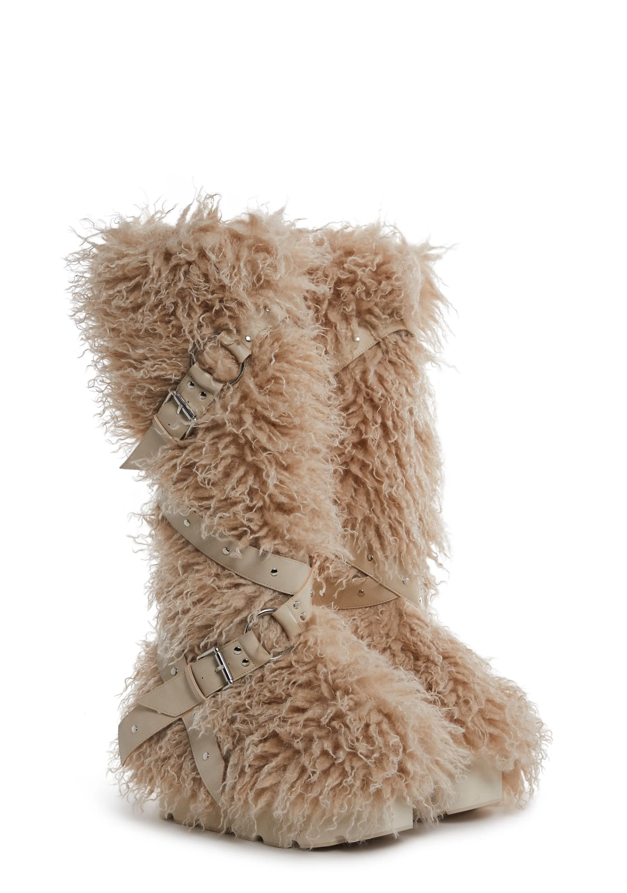 Sand-colored Fur Winter Boots