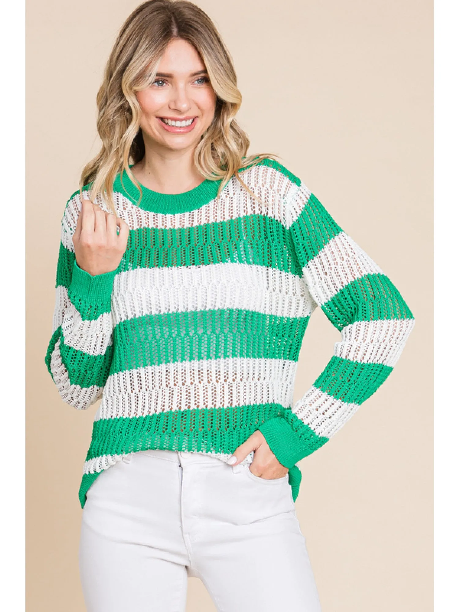 Sea Green Striped Top