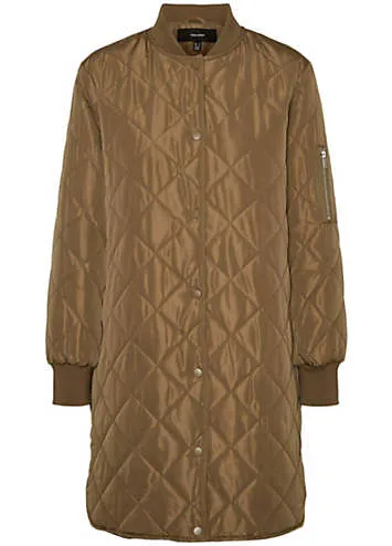 Short Stand-Up Collar Quilted Coat by Vero Moda