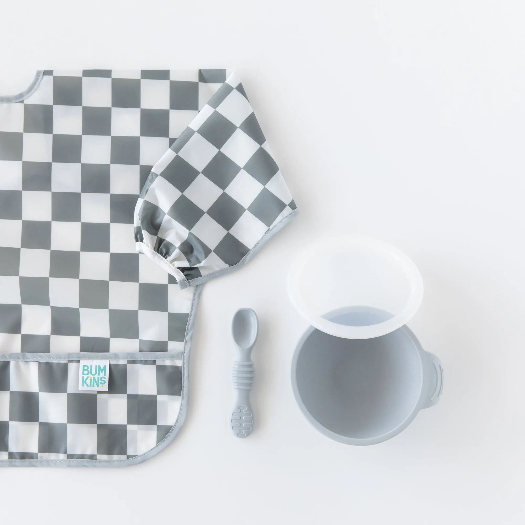 Sleeved Charcoal Check Bib