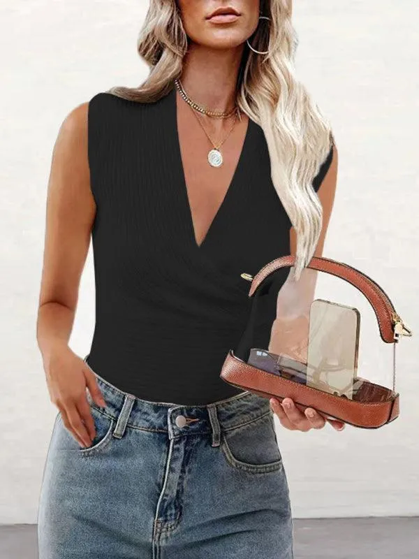 Slim V-Neck Knit Top