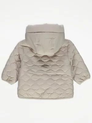 Baby Stone Quilted Coat Lined with Fleece at George ASDA