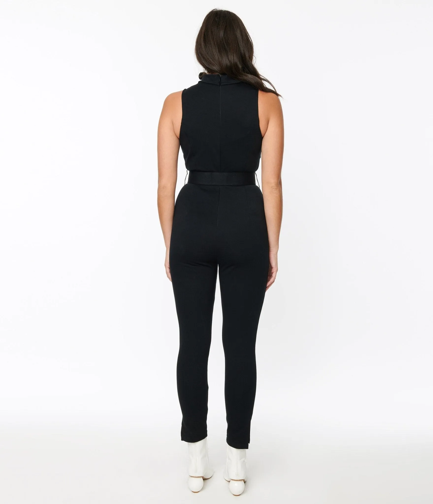 Black Knit Jumpsuit with Belt Celina