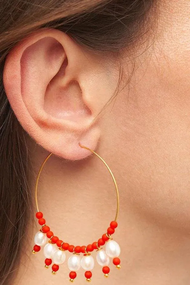 La Mome Bijou - Sunset Pearl Hoop Earring