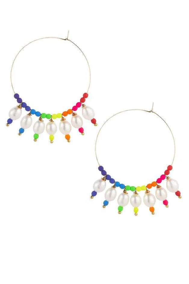 La Mome Bijou - Sunset Pearl Hoop Earring