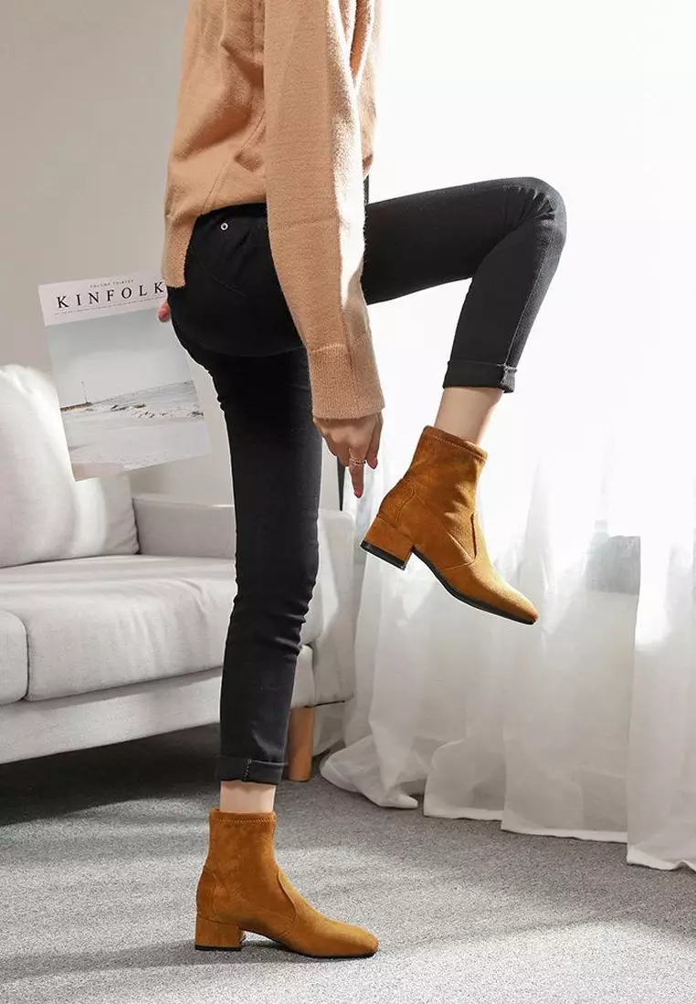 2028-1 Synthetic Suede Ankle Boots