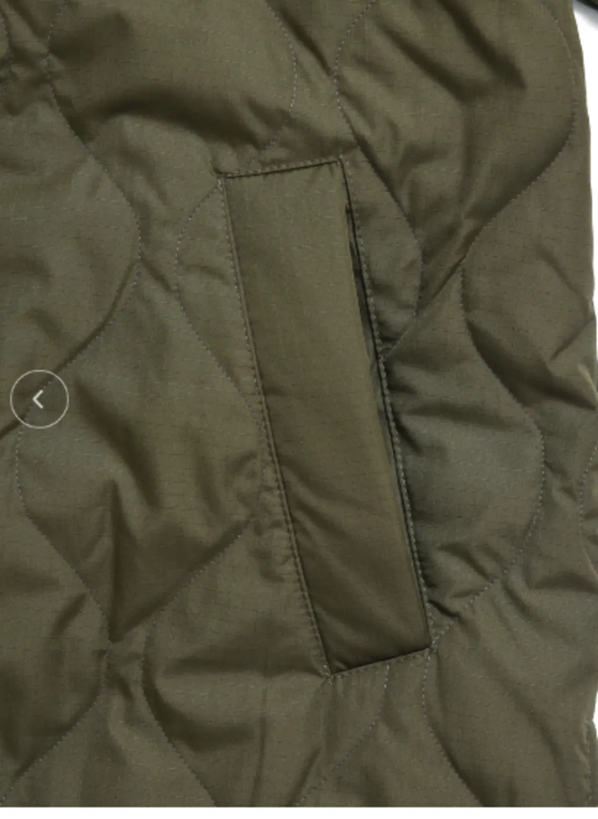 Long Military Quilted Coat Coyote