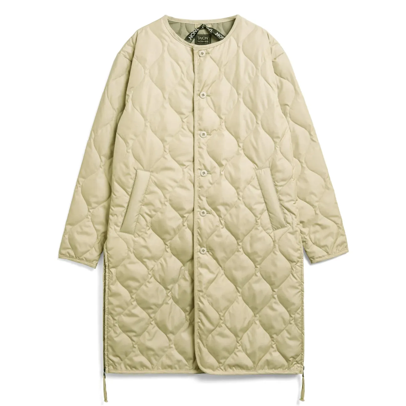 Women's Cream Military Crew Down Coat