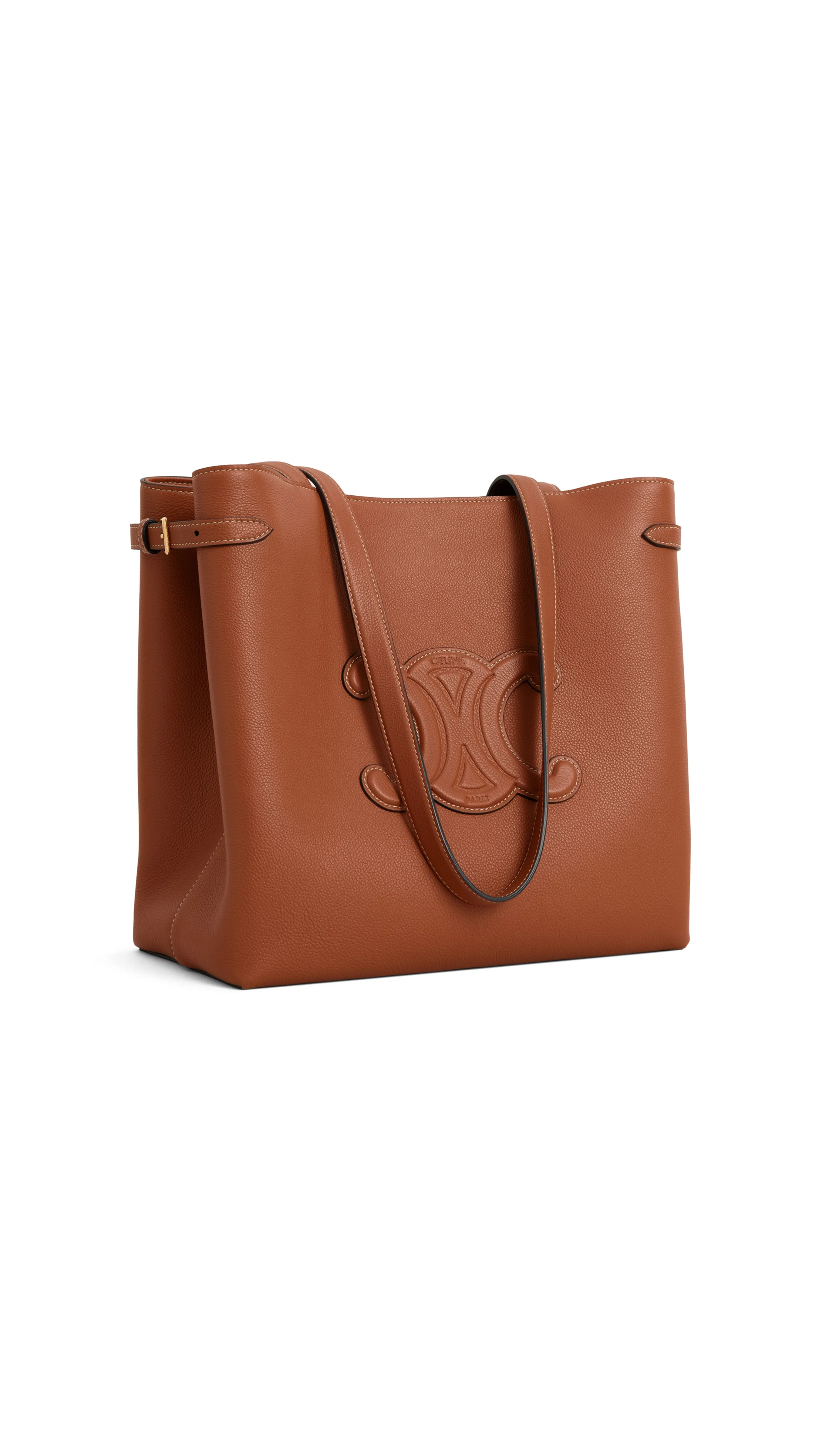 Tan Grained Calfskin Medium Cabas Anas Bag