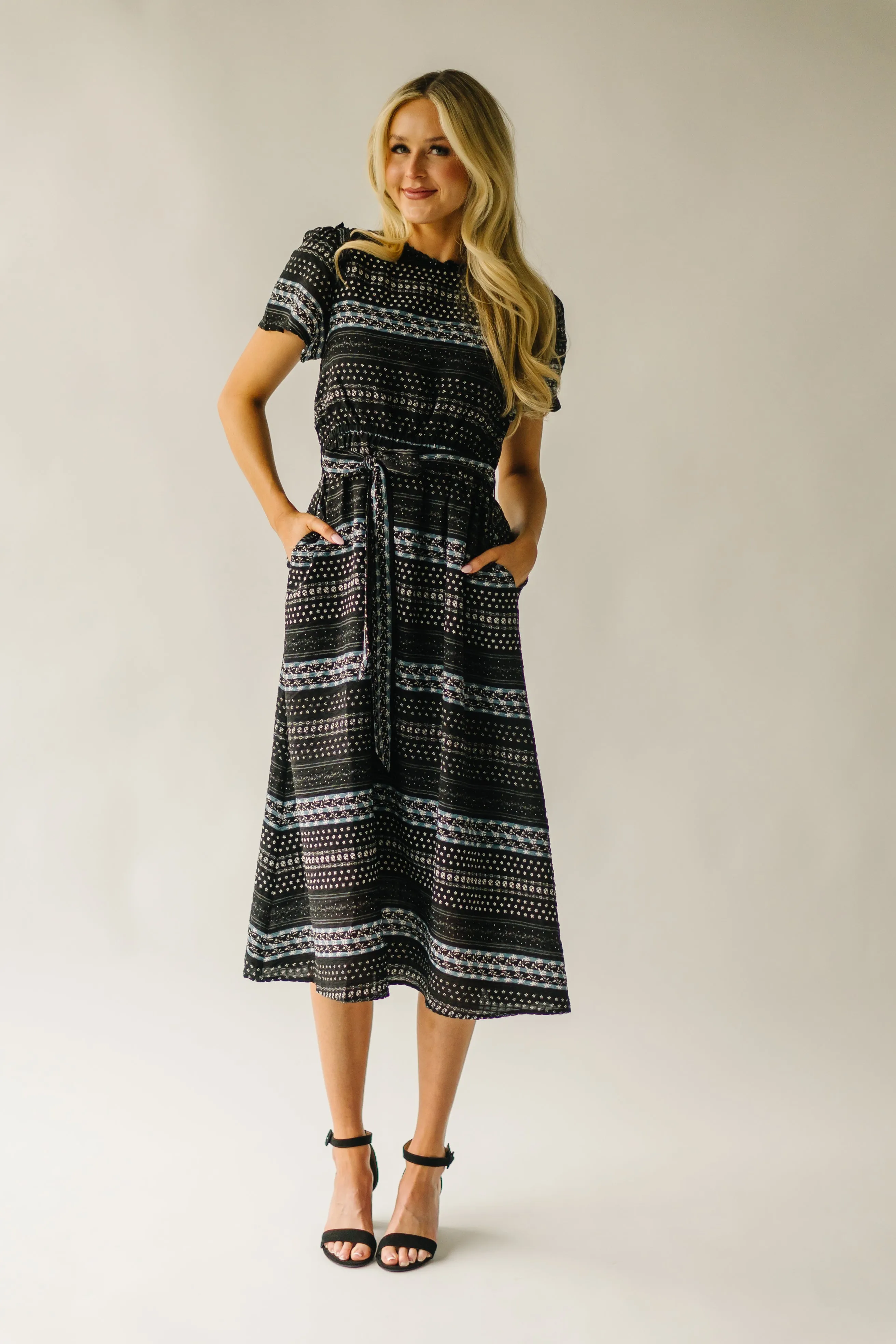 Black Patterned Midi Dress