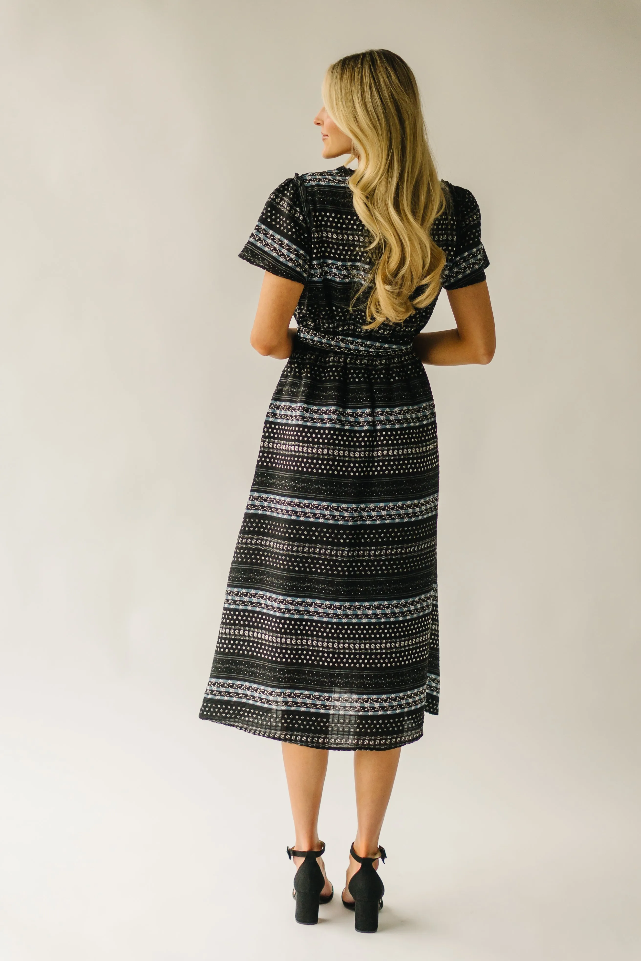 Black Patterned Midi Dress