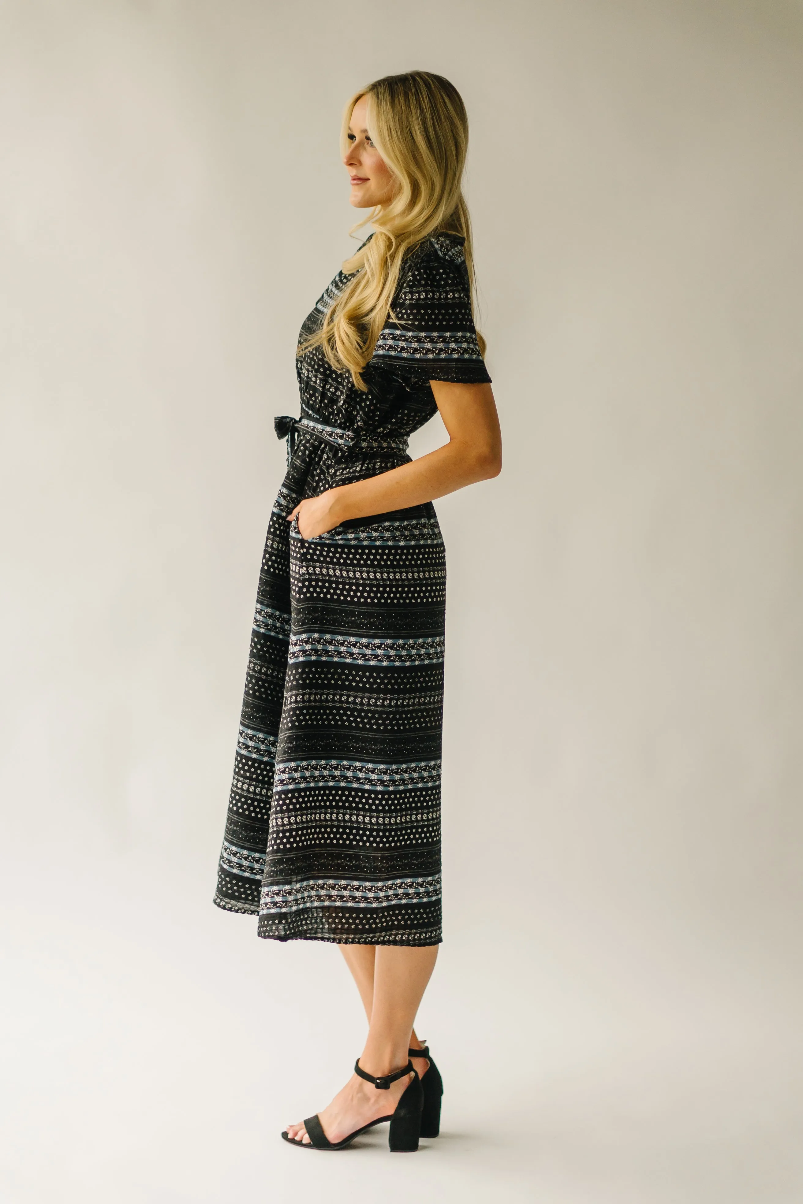 Black Patterned Midi Dress