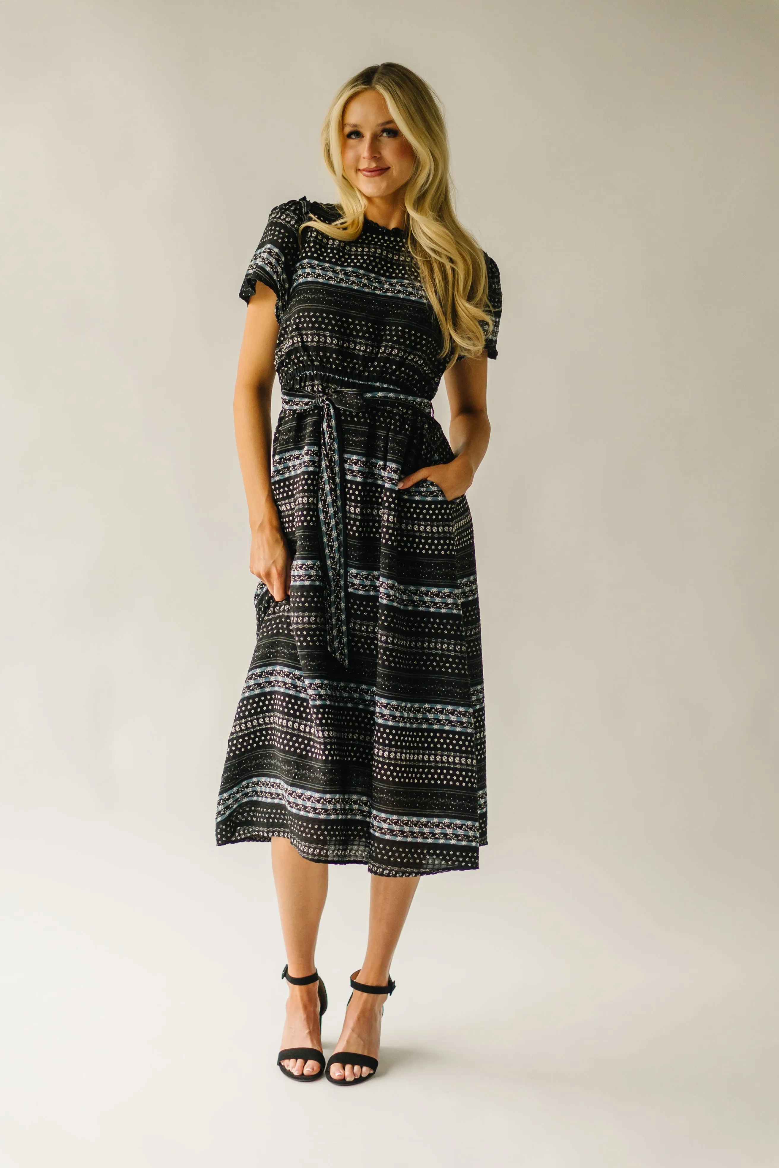 Black Patterned Midi Dress