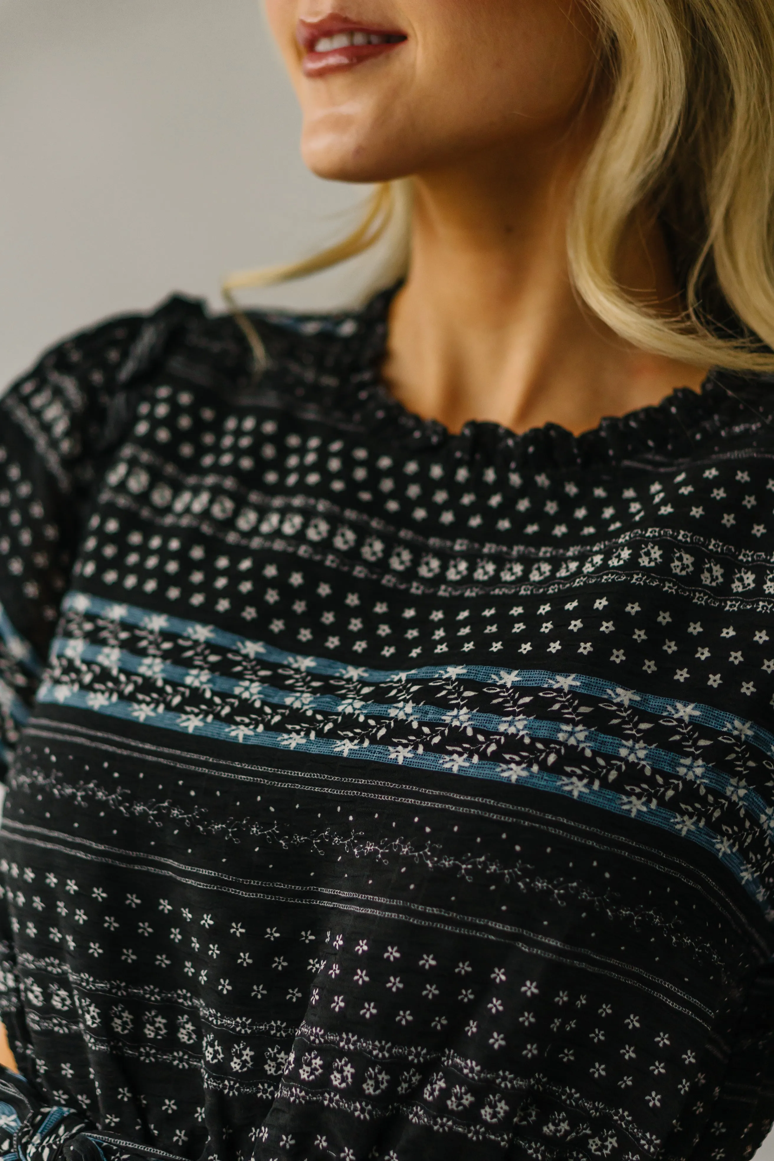 Black Patterned Midi Dress