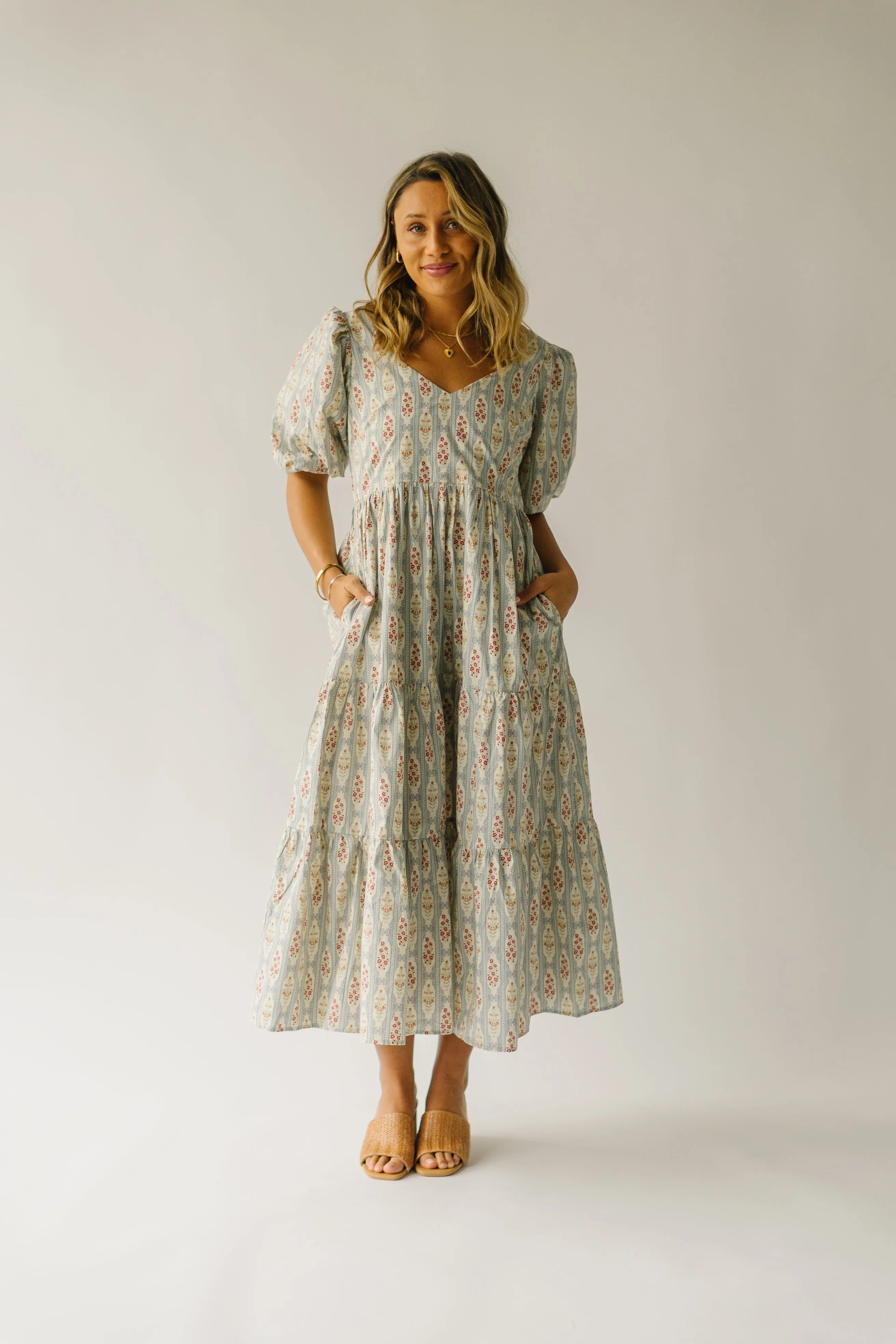 Sweetheart Midi Dress in French Blue