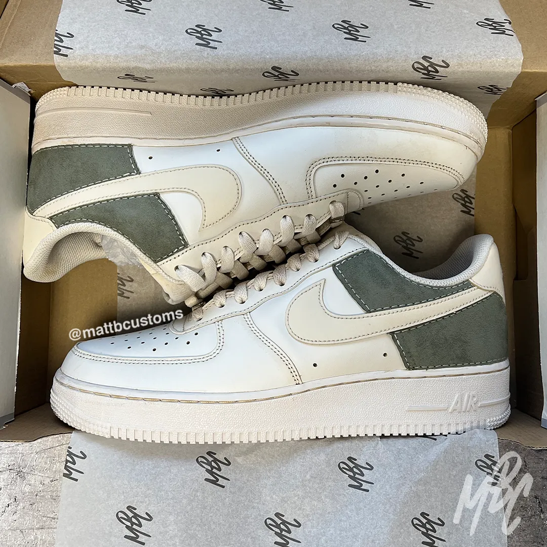 UK 8 Air Force 1 Shoes in Aged Olive Suede