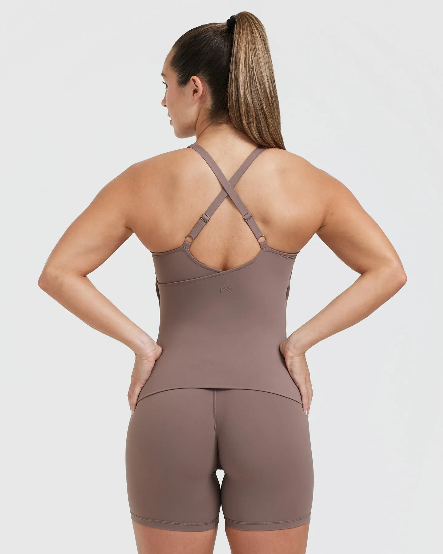 Cool Brown V-Neck Cross Back Tank