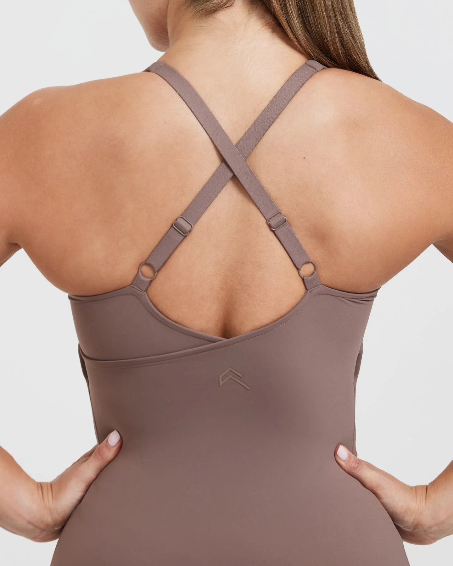 Cool Brown V-Neck Cross Back Tank