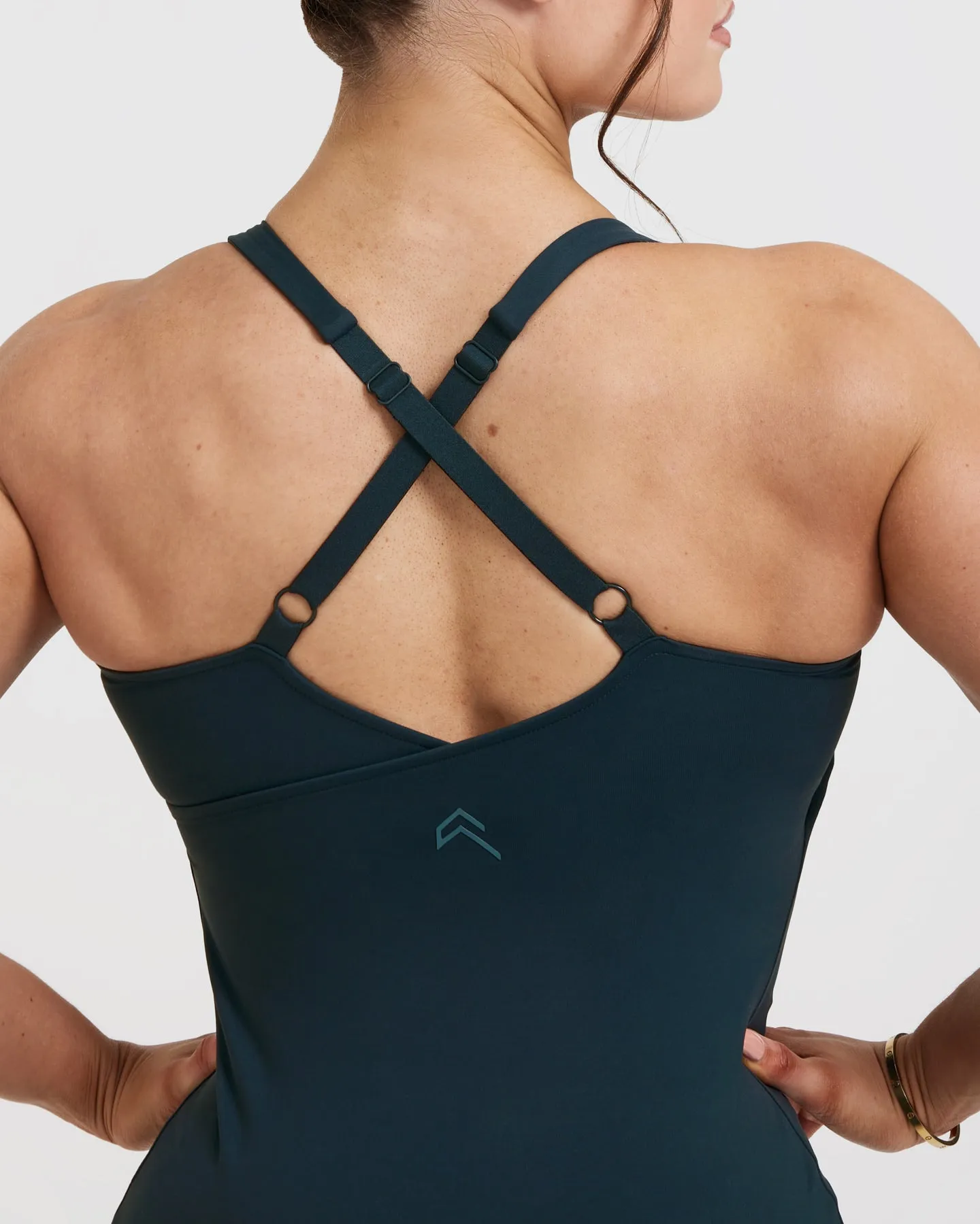 Oil Blue V-Neck Cross Back Tank