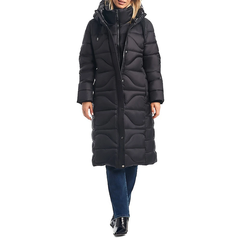 Vince Camuto Maxi Puffer Gilet Coat with Quilted Design