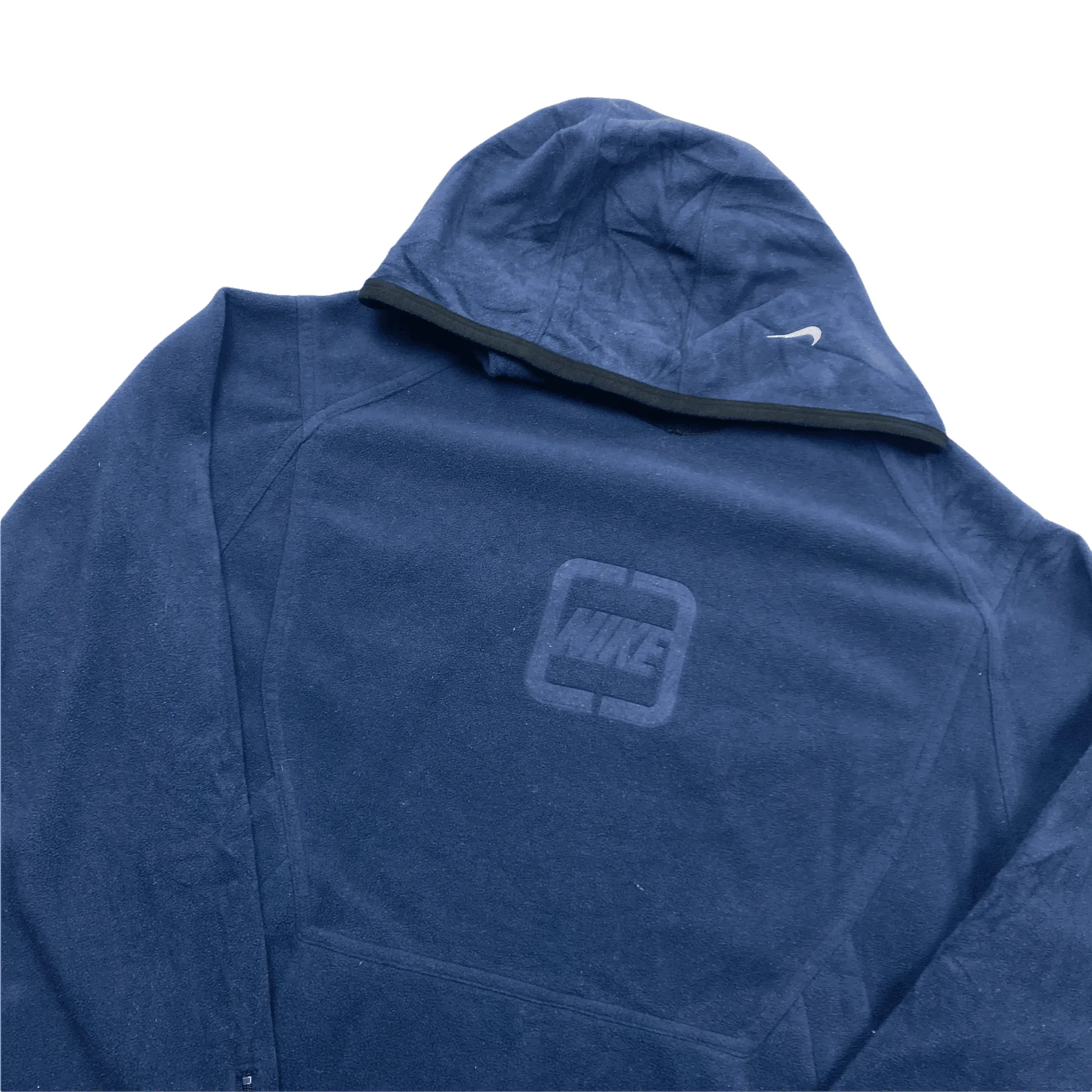 Vintage 90s Navy Blue Nike SpellOut Fleece Hoodie Large