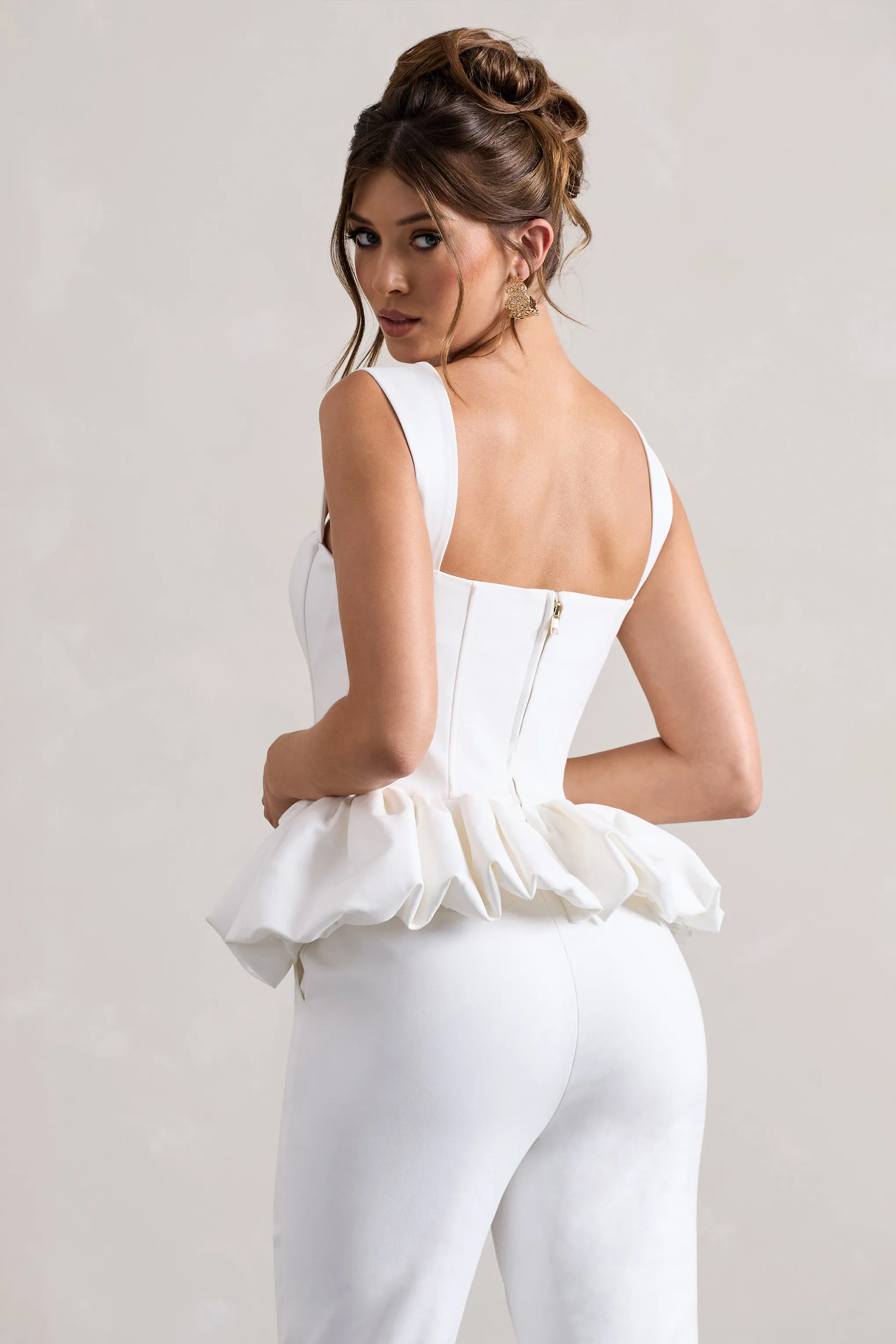 Jadia White Sweetheart Corset Top