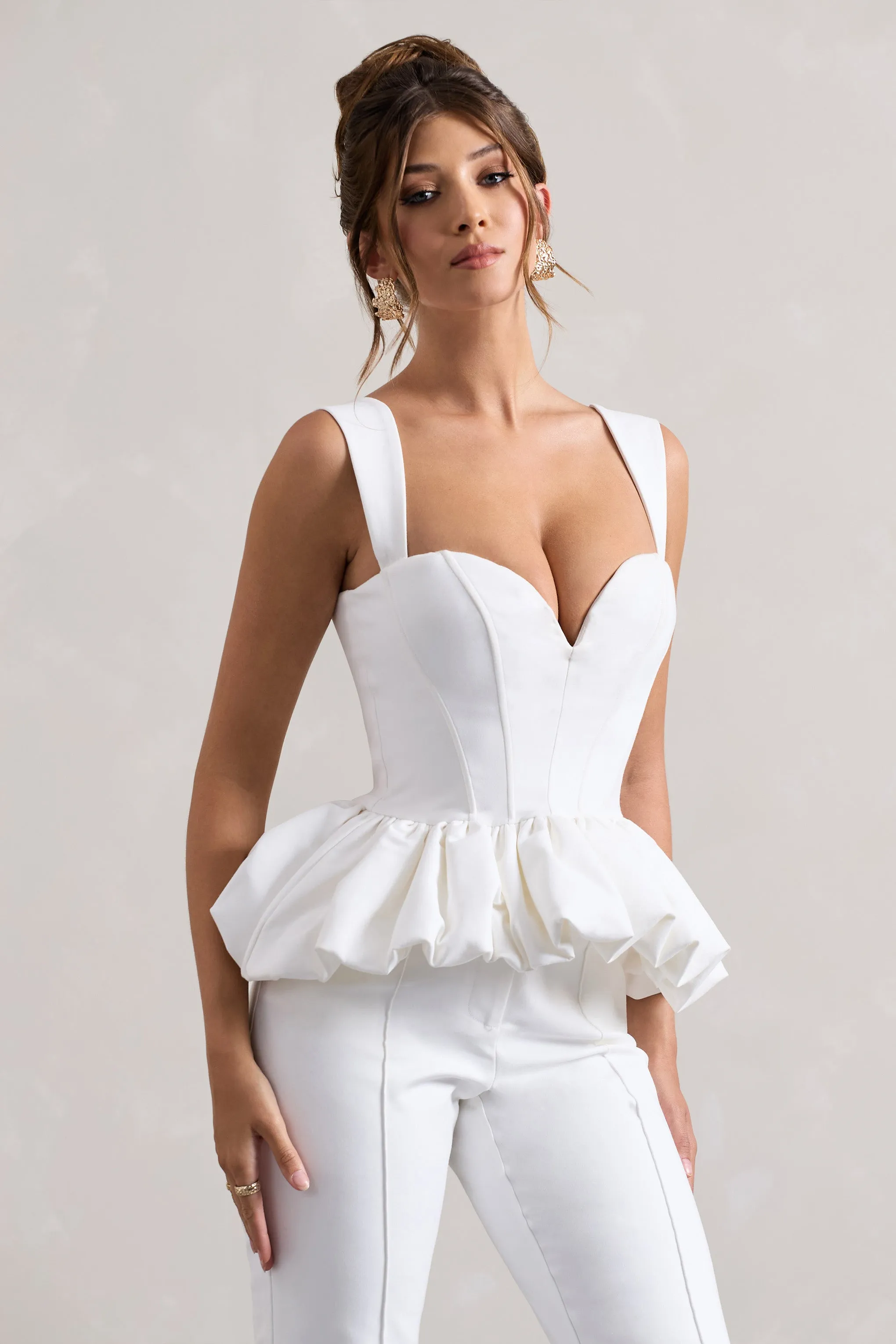 Jadia White Sweetheart Corset Top