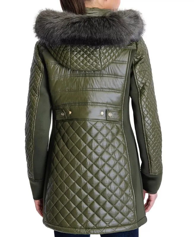 Olive Hooded Quilted Coat