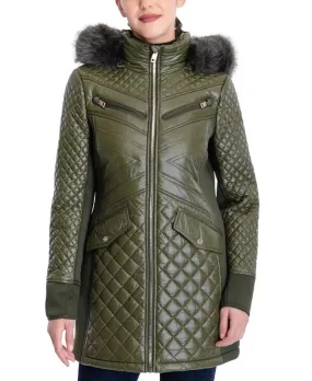 Olive Hooded Quilted Coat