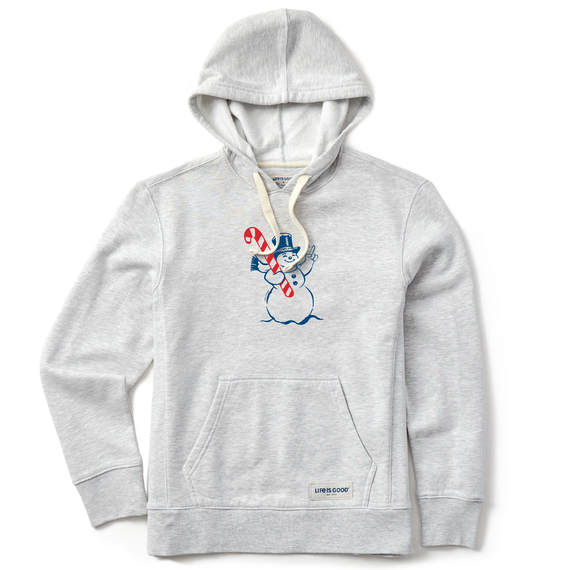 Women's Retro Snowman Fleece Hoodie with Peace Design