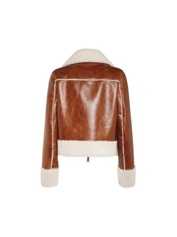 Womens Brown Sheepskin B3 Shearling Leather Jacket