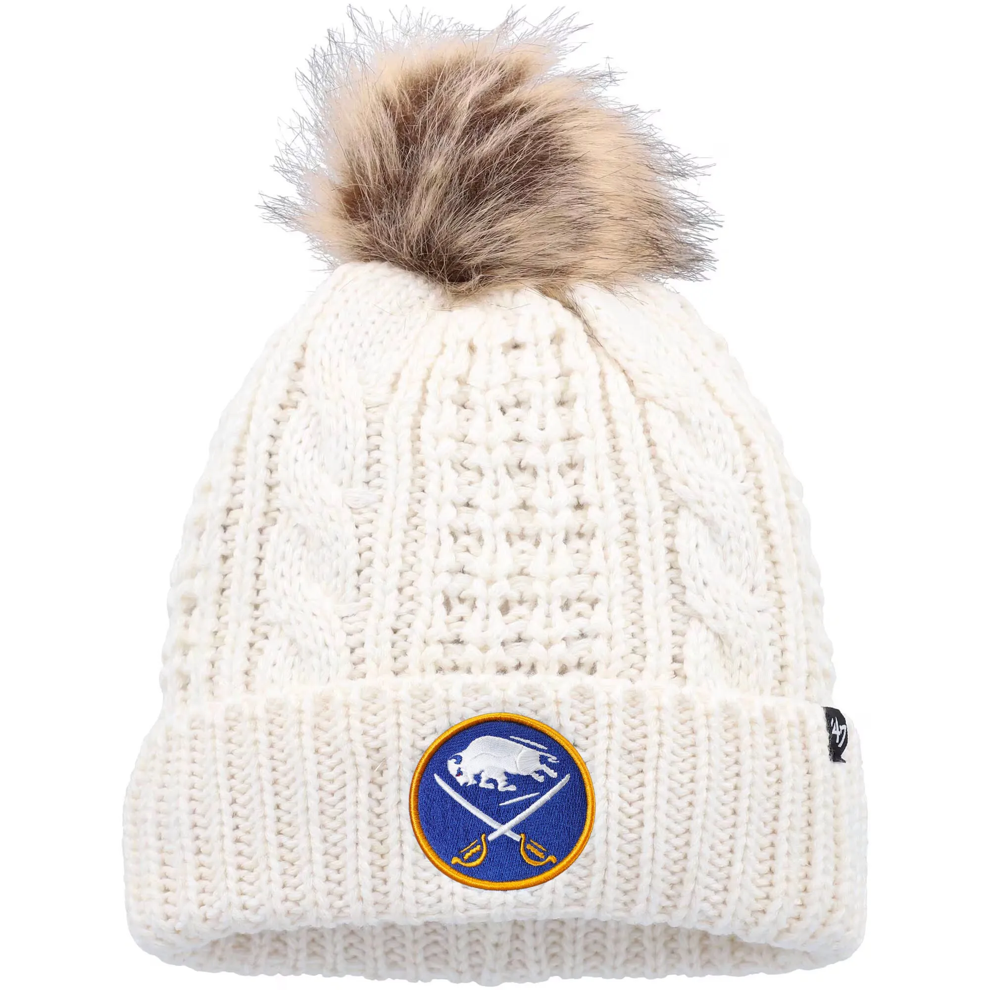 White '47 Buffalo Sabres Meeko Knit Hat with Pom for Women