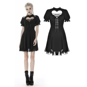 Women's Gothic Lolita Heart Hollowed Lace-up Midi Dresses